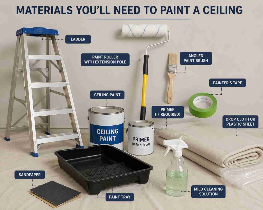 materials to paint a ceiling